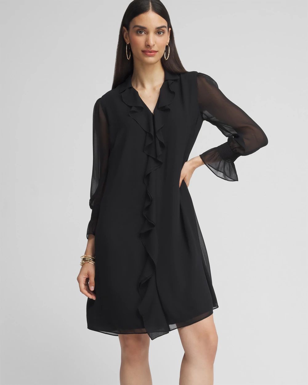 ★25SS新作★RONRON★ROUND COLLAR FRILL KANGKANG SHIRT DRESS ☆ronron☆ ROUND COLLAR FRILL KANGKANG SHIRT DRESS STRIPE
